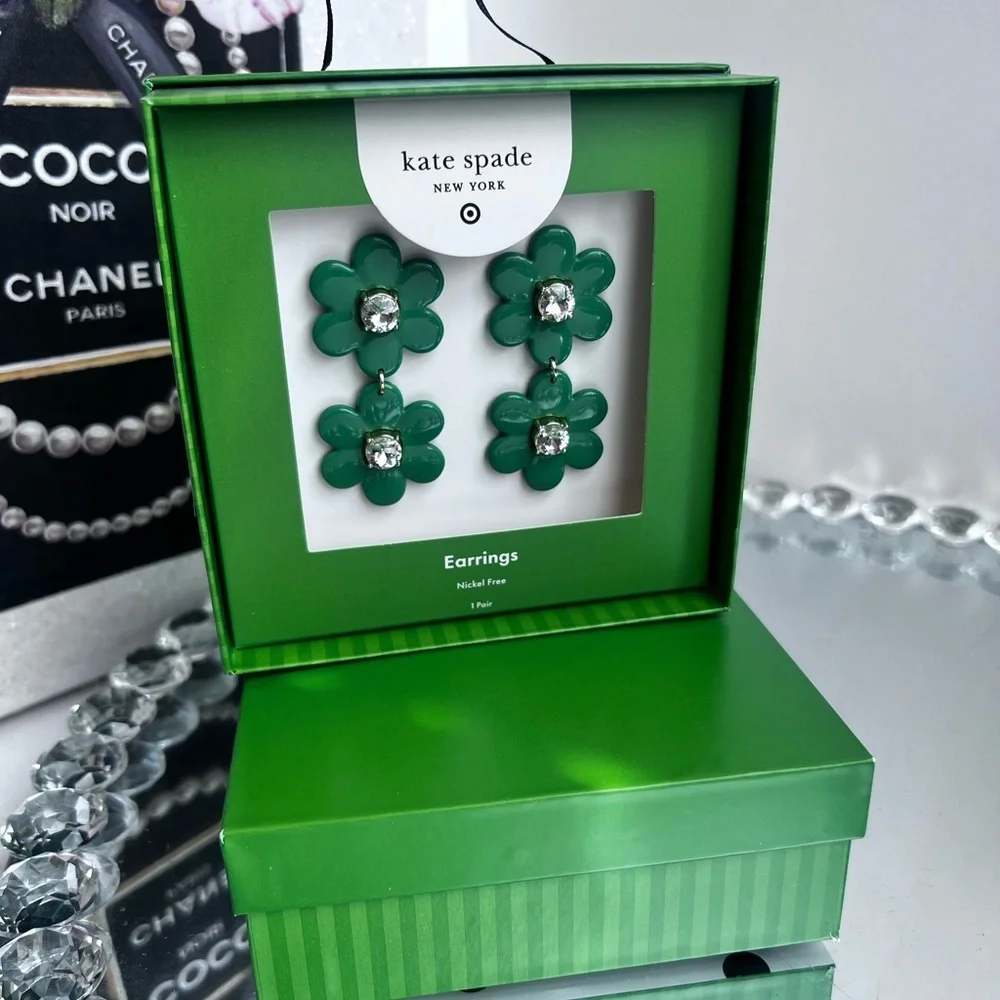 kate spade new york xTarget Green Floral Linear Earrings Limited